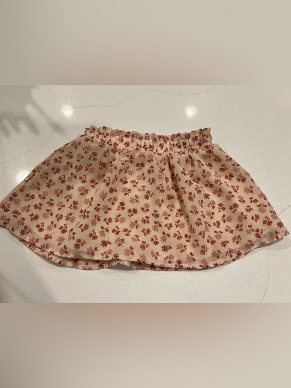 Cream Floral Elastic Waist Toddler 18M Skirt